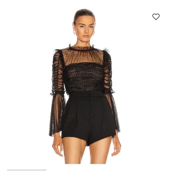 Self Portrait Dot Mesh Angel Sleeve Top - Picture 1 of 6
